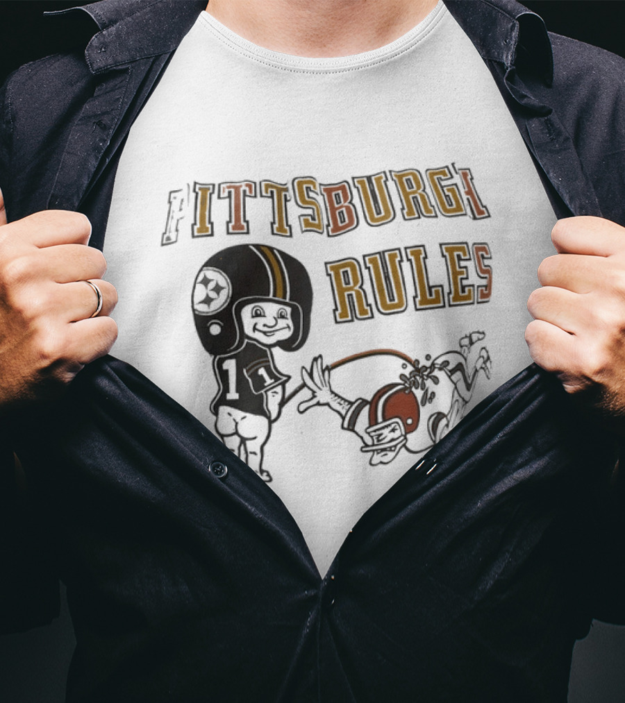 Pittsburgh Rules Football Helmet Kid Kicking Rival Team T-Shirt