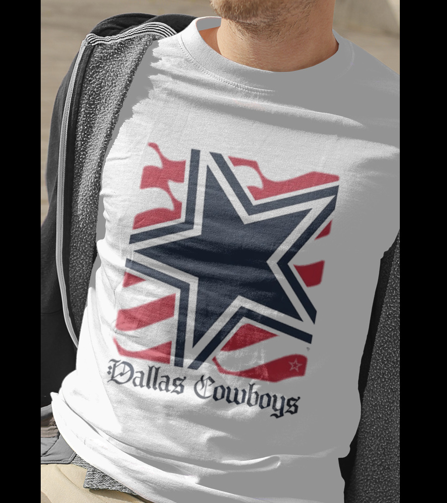 Dallas Cowboys Star With Red Background Stripes T-Shirt