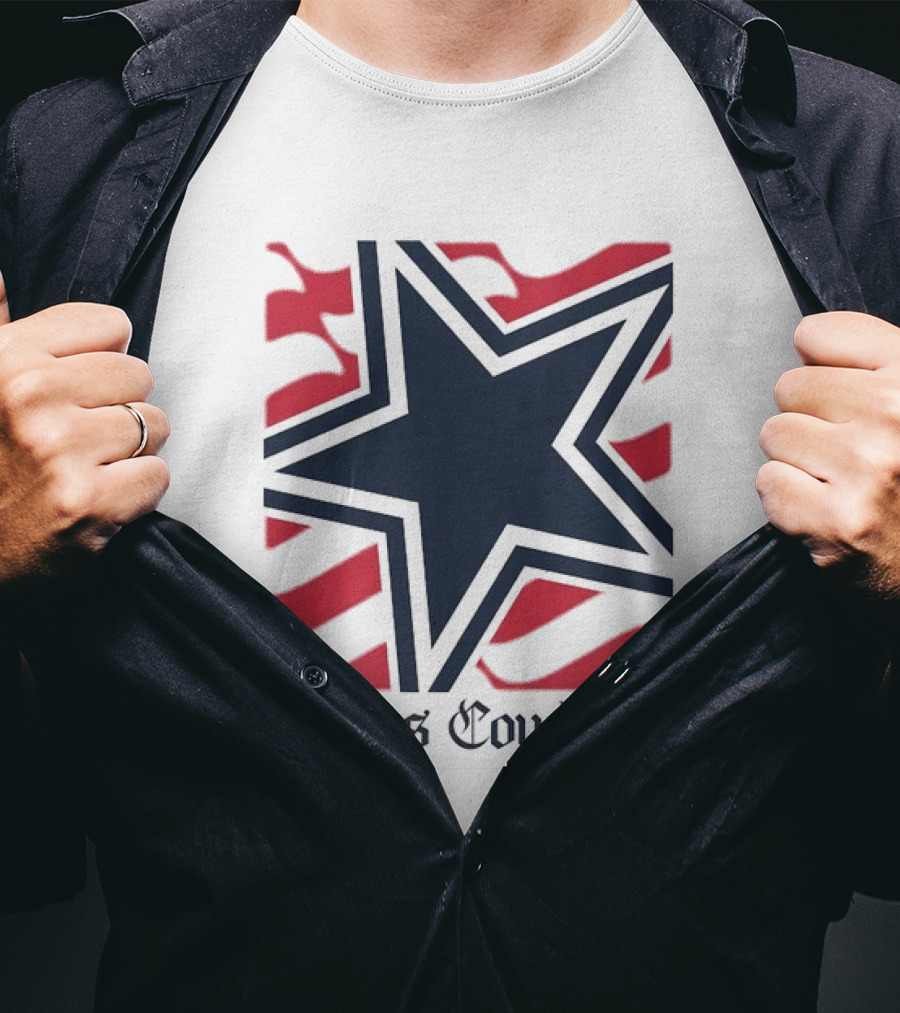 Dallas Cowboys Star With Red Background Stripes T-Shirt