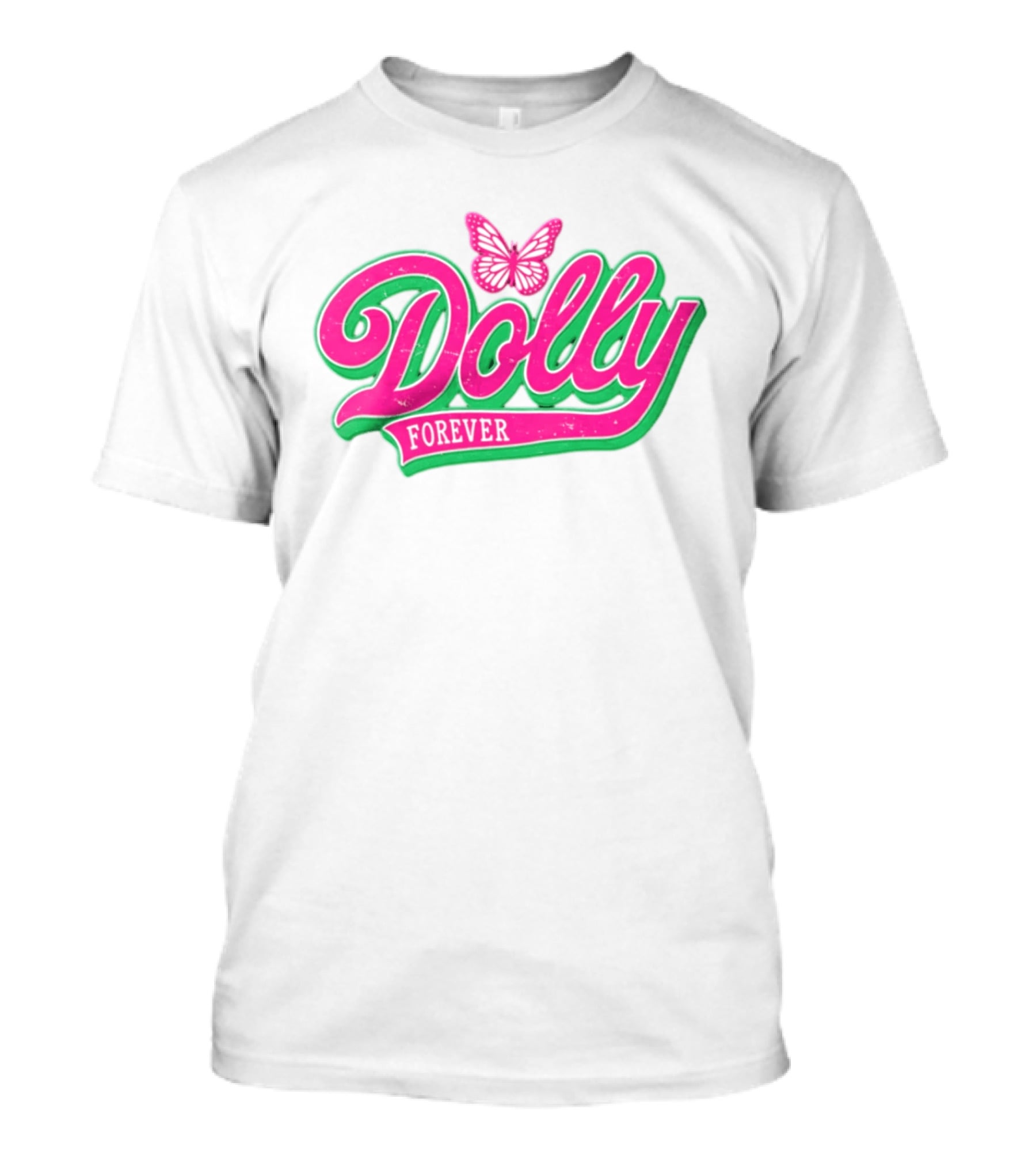 Dolly Forever Pink Butterfly Script T-Shirt