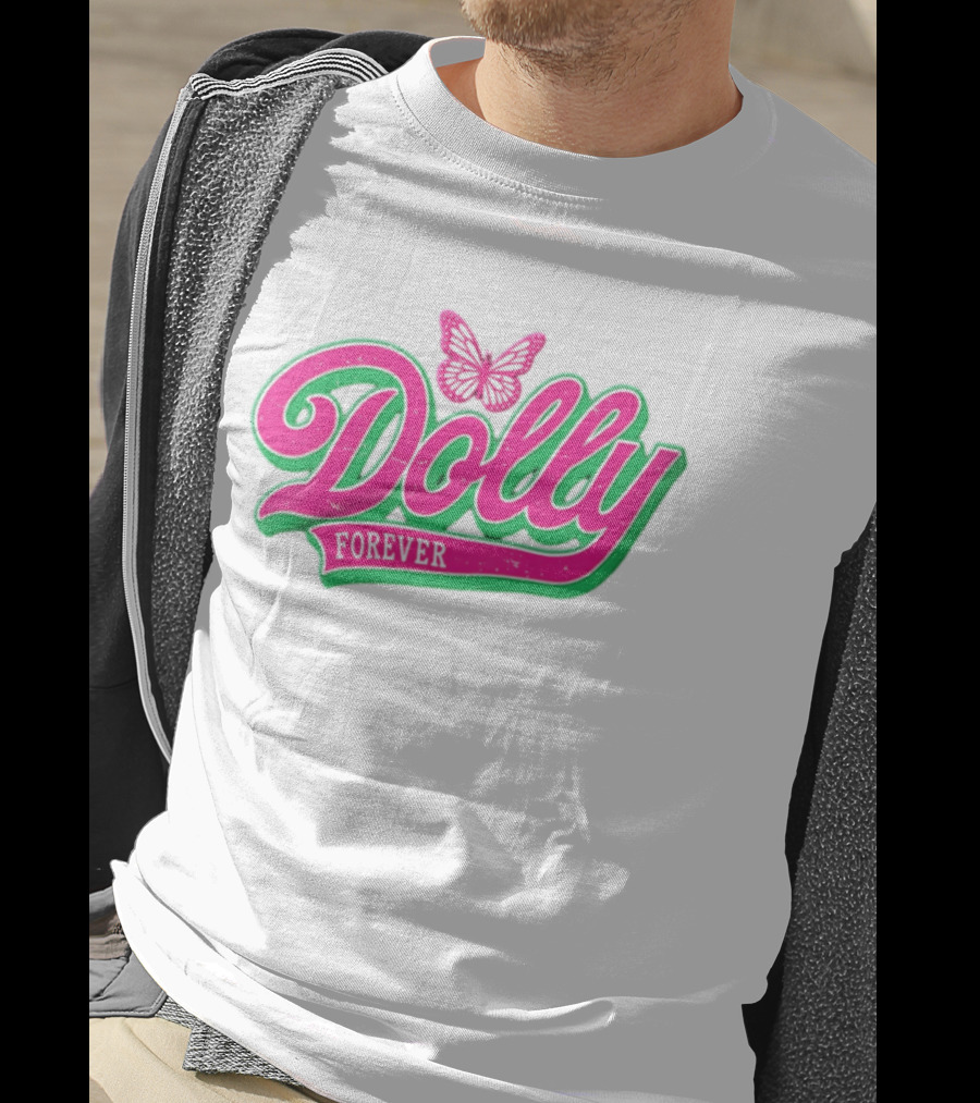Dolly Forever Pink Butterfly Script T-Shirt