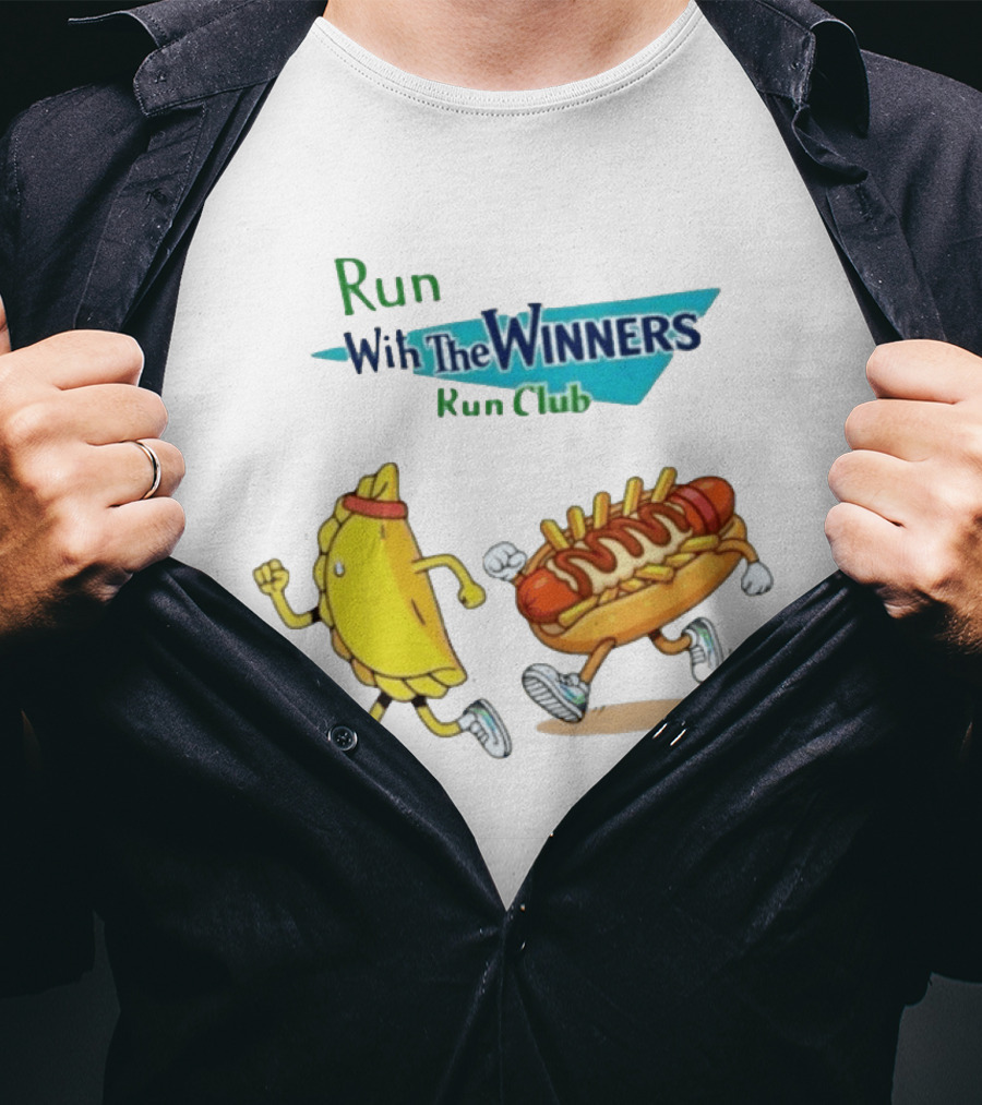 Run With The Winners Run Club Empanada And Hot Dog Race T-Shirt