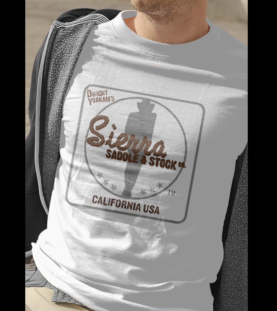 Dwight Yoakam Sierra Saddle And Stock Co California USA Cowboy Silhouette And Stars T-Shirt