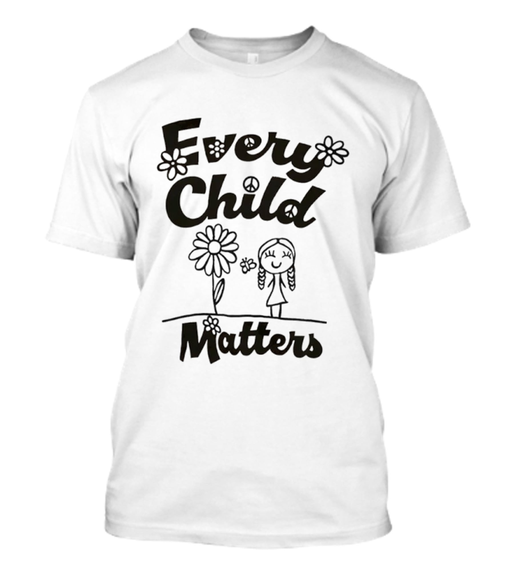 Every Child Matters Peace Symbol Flowers And Girl Awareness T-Shirt