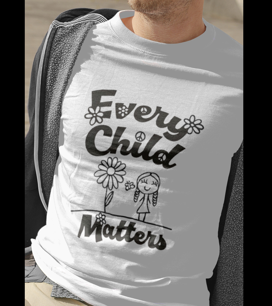 Every Child Matters Peace Symbol Flowers And Girl Awareness T-Shirt