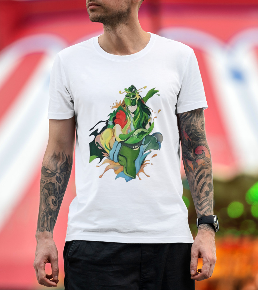 Shun Of Andromeda Saint Seiya Anime Character Art Green And Red T-Shirt