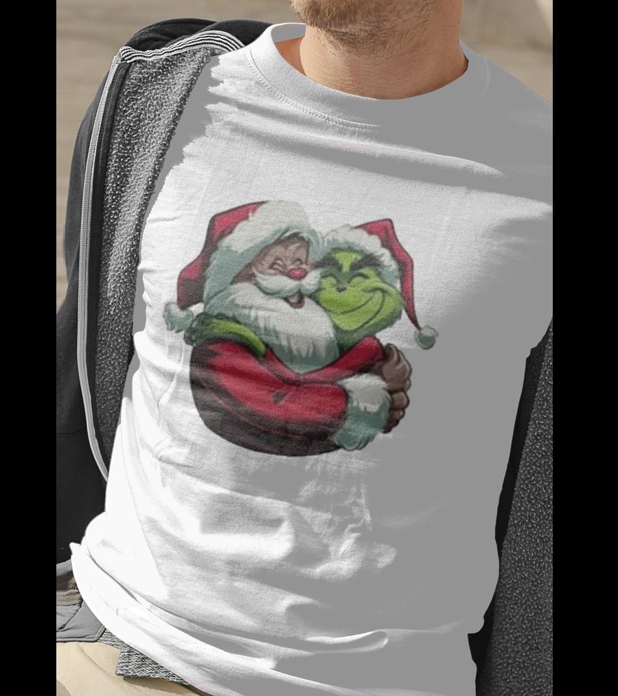 Grinch And Santa Embrace Christmas Magnet T-Shirt