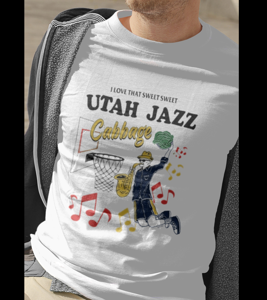 I Love That Sweet Sweet Utah Jazz Cabbage Basketball Music Notes Player T-Shirt