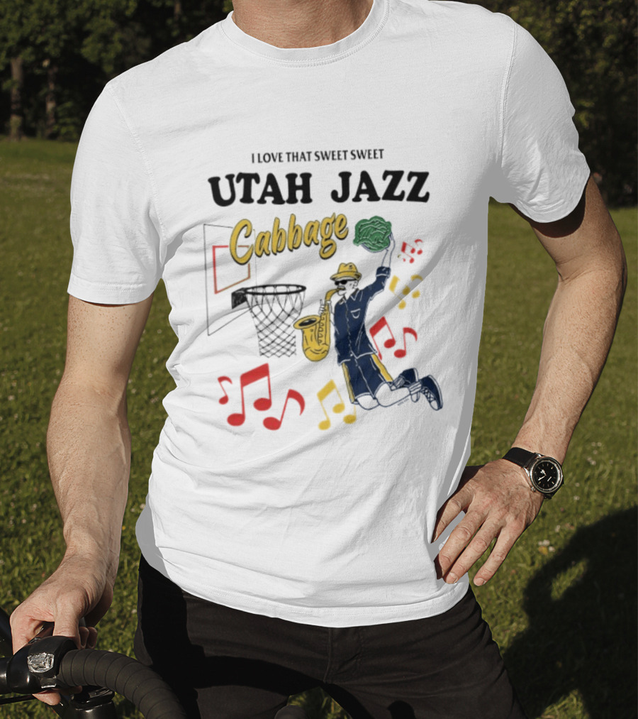 I Love That Sweet Sweet Utah Jazz Cabbage Basketball Music Notes Player T-Shirt