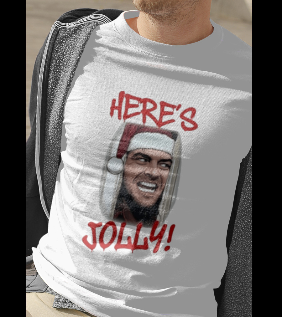 Jack Nicholson Here's Jolly Christmas Horror Santa Hat T-Shirt