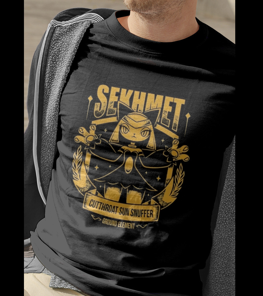 Sekhmet Cutthroat Sun Snuffer Ground Element Magic Cat Warrior T-Shirt