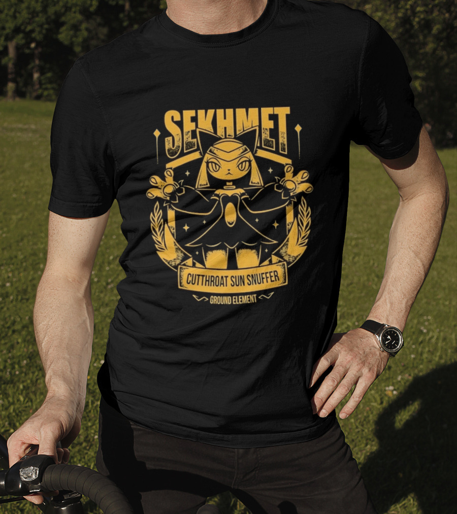 Sekhmet Cutthroat Sun Snuffer Ground Element Magic Cat Warrior T-Shirt