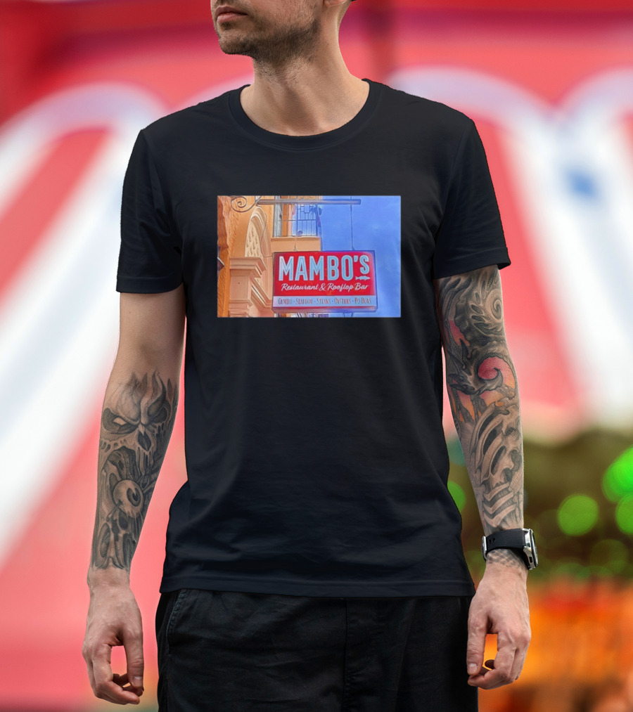 Mambo's Restaurant And Rooftop Bar Gumbo Seafood Steaks Oysters Po Boys T-Shirt