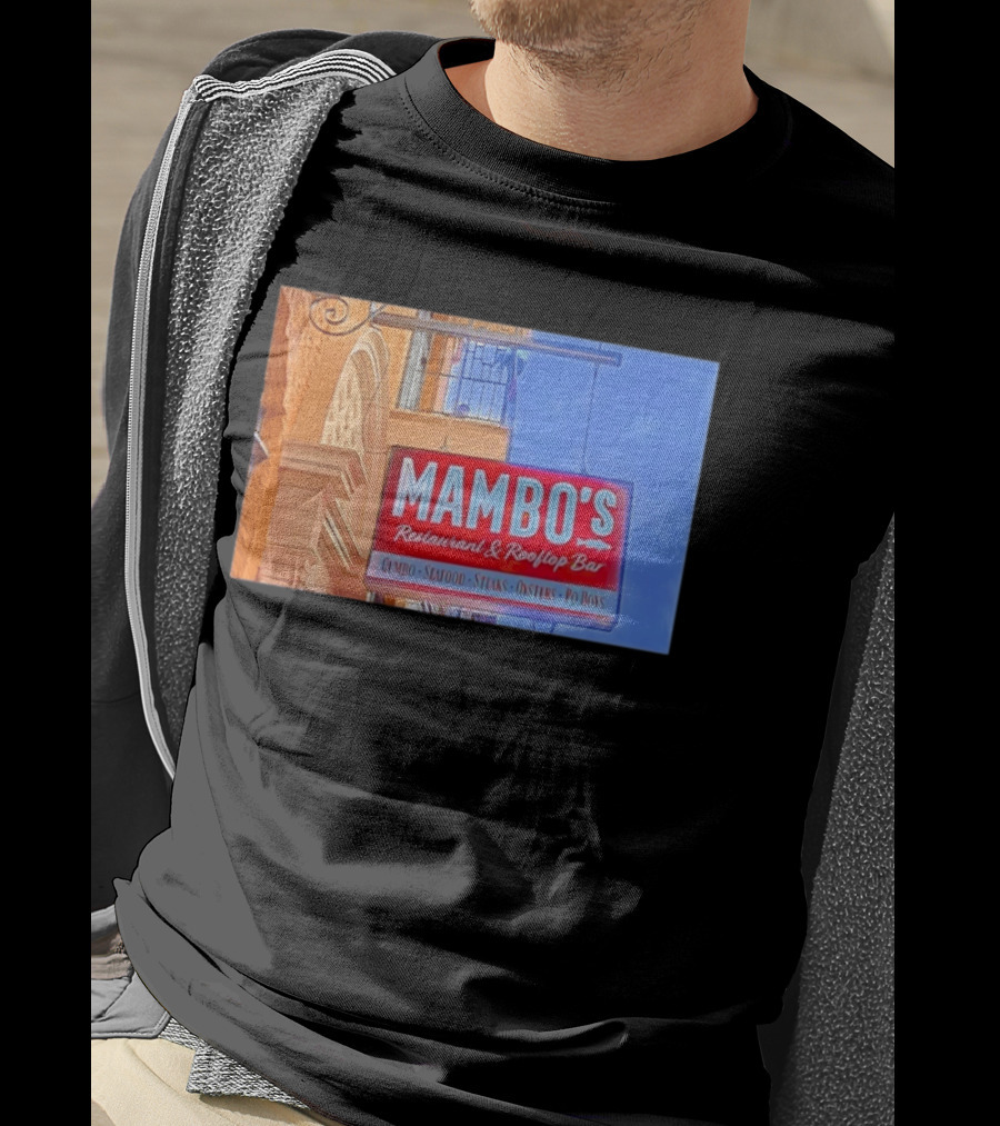 Mambo's Restaurant And Rooftop Bar Gumbo Seafood Steaks Oysters Po Boys T-Shirt
