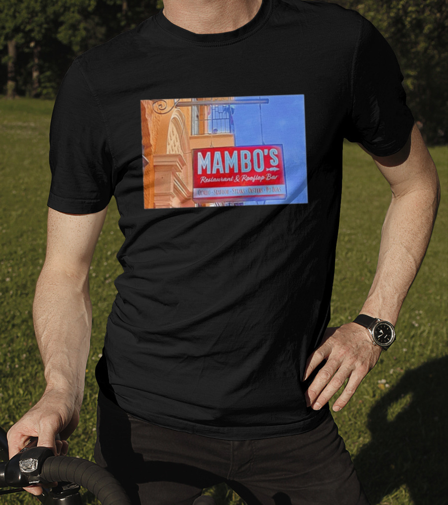Mambo's Restaurant And Rooftop Bar Gumbo Seafood Steaks Oysters Po Boys T-Shirt