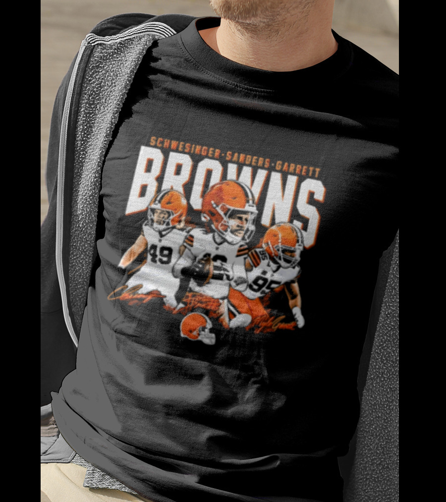 Browns Schwesinger Sanders Garrett Caricature 49 12 95 T-Shirt