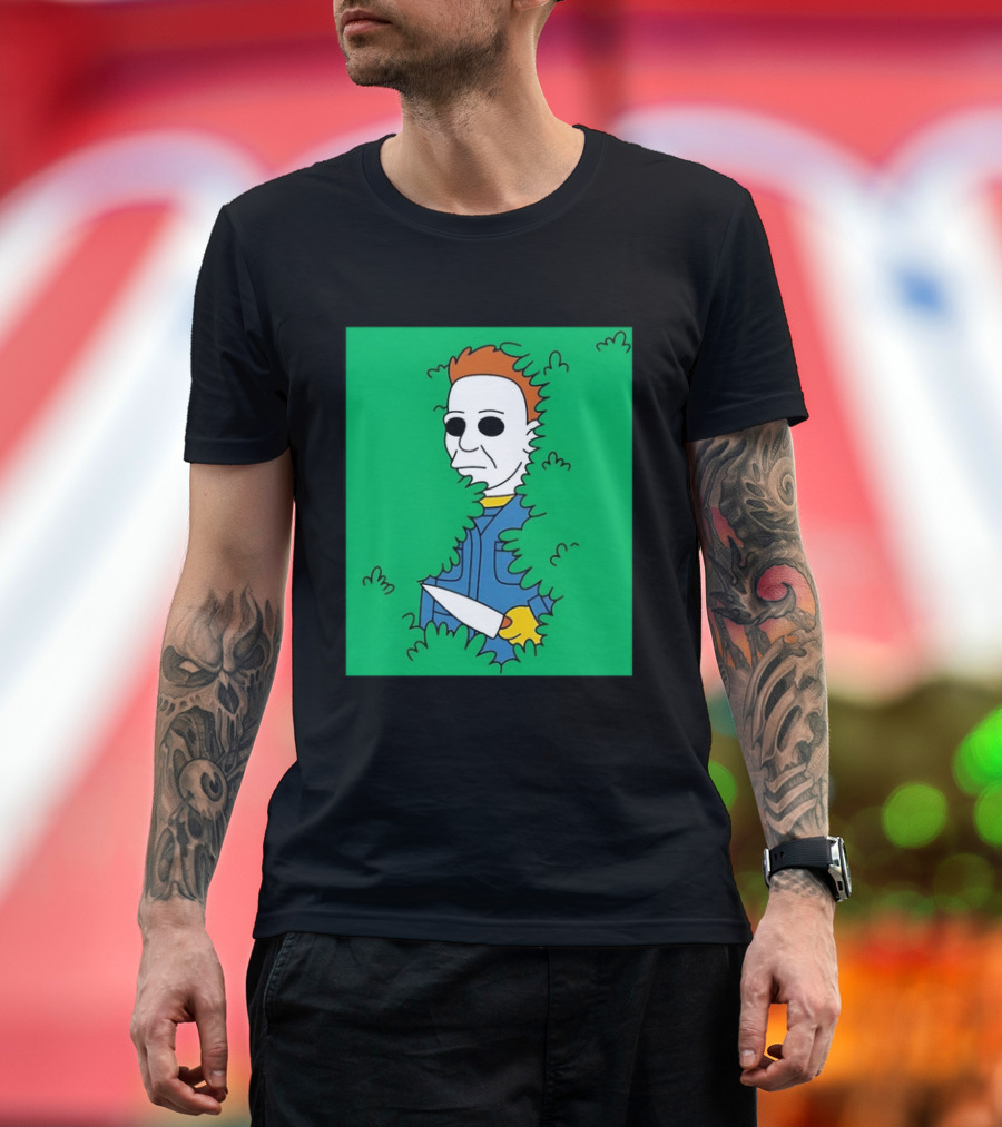 Michael Myers Halloween Bushes Knife Humor T-Shirt