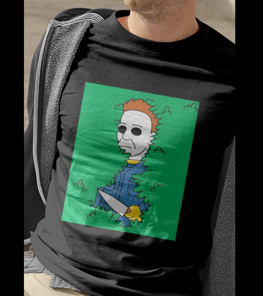 Michael Myers Halloween Bushes Knife Humor T-Shirt