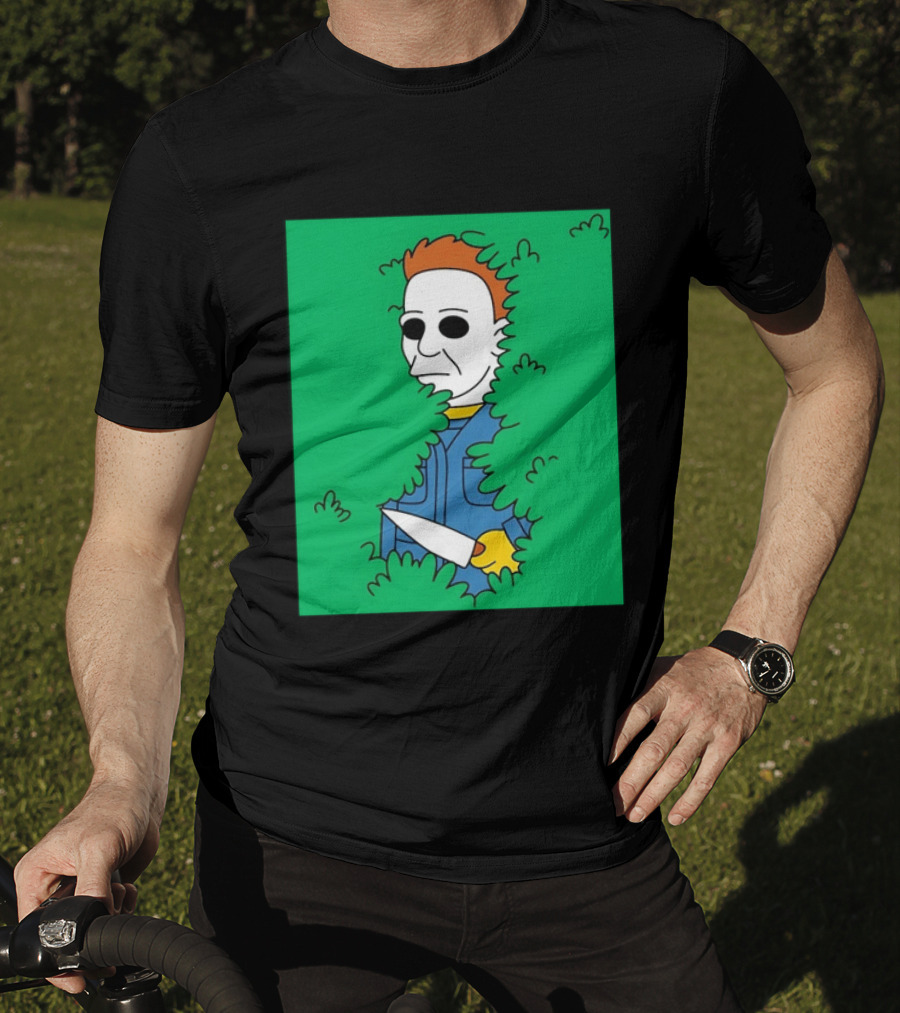 Michael Myers Halloween Bushes Knife Humor T-Shirt