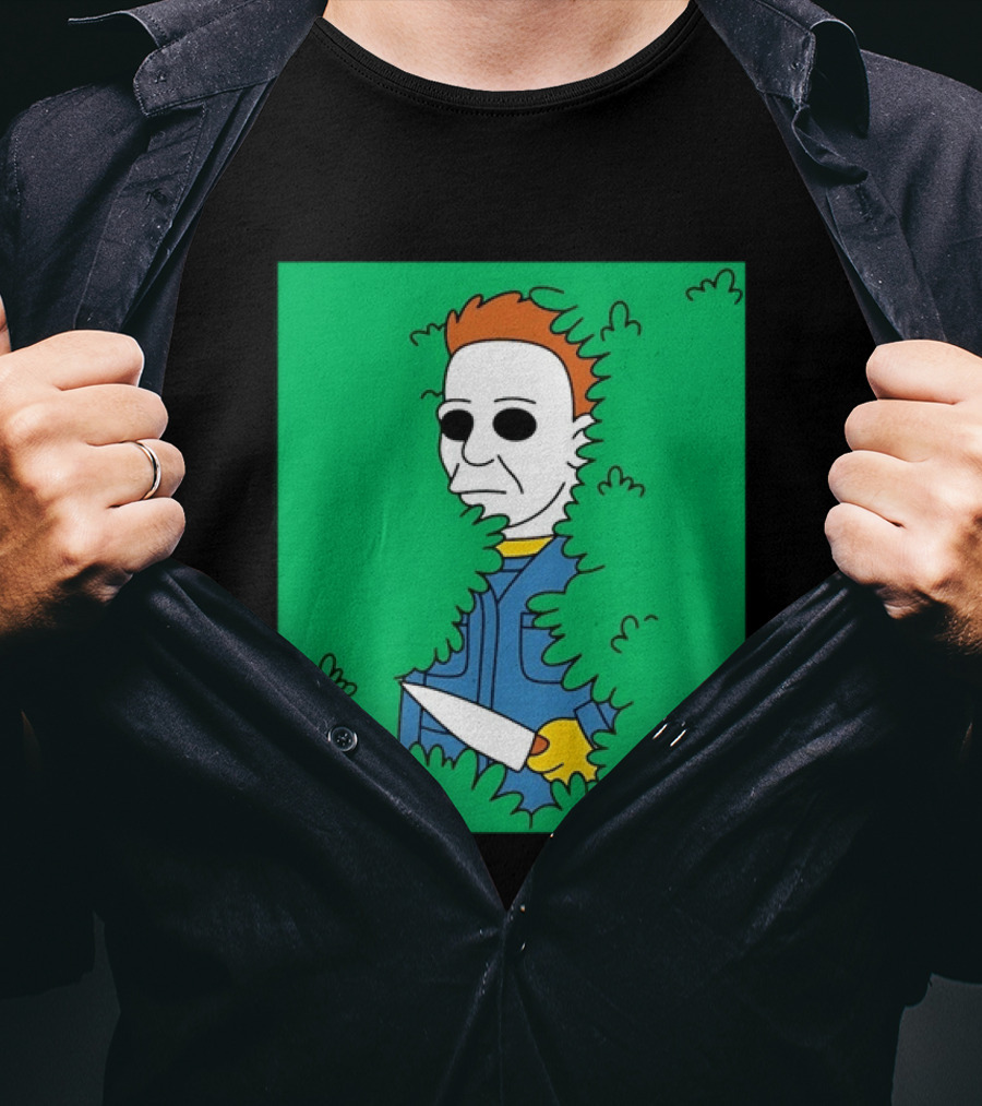 Michael Myers Halloween Bushes Knife Humor T-Shirt