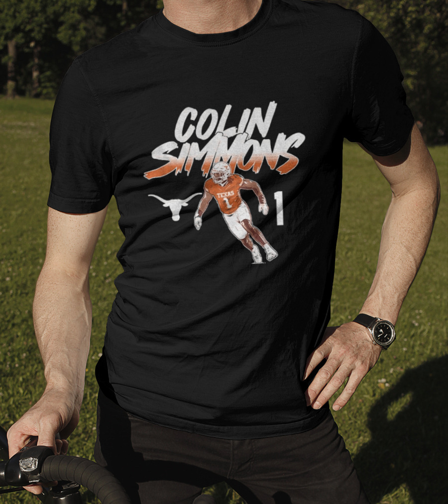 Texas Longhorns Football Colin Simmons Number 1 Pose T-Shirt
