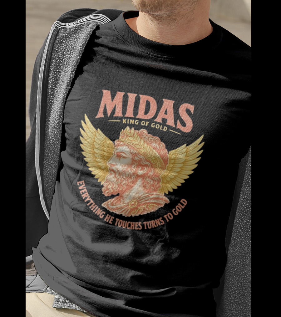 Midas King Of Gold Everything He Touches Turns To Gold Winged Crown Classic Greek Mythology T-Shirt