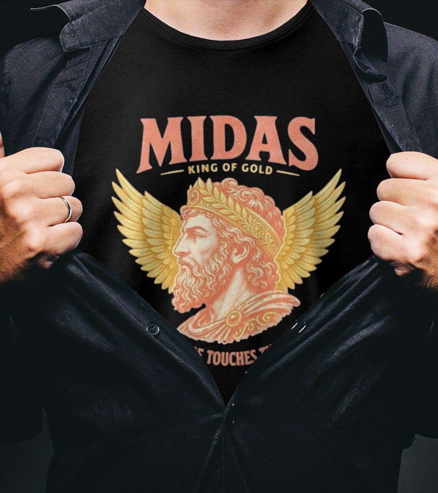 Midas King Of Gold Everything He Touches Turns To Gold Winged Crown Classic Greek Mythology T-Shirt