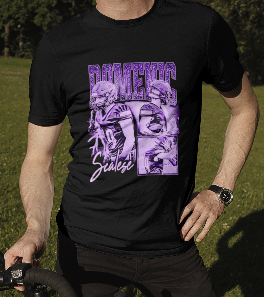 Domenic Scalese Number 9 Football Player Purple Sports Collage T-Shirt