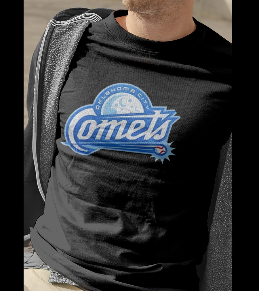 Oklahoma City Comets Baseball Team Moon And Star Baseball T-Shirt
