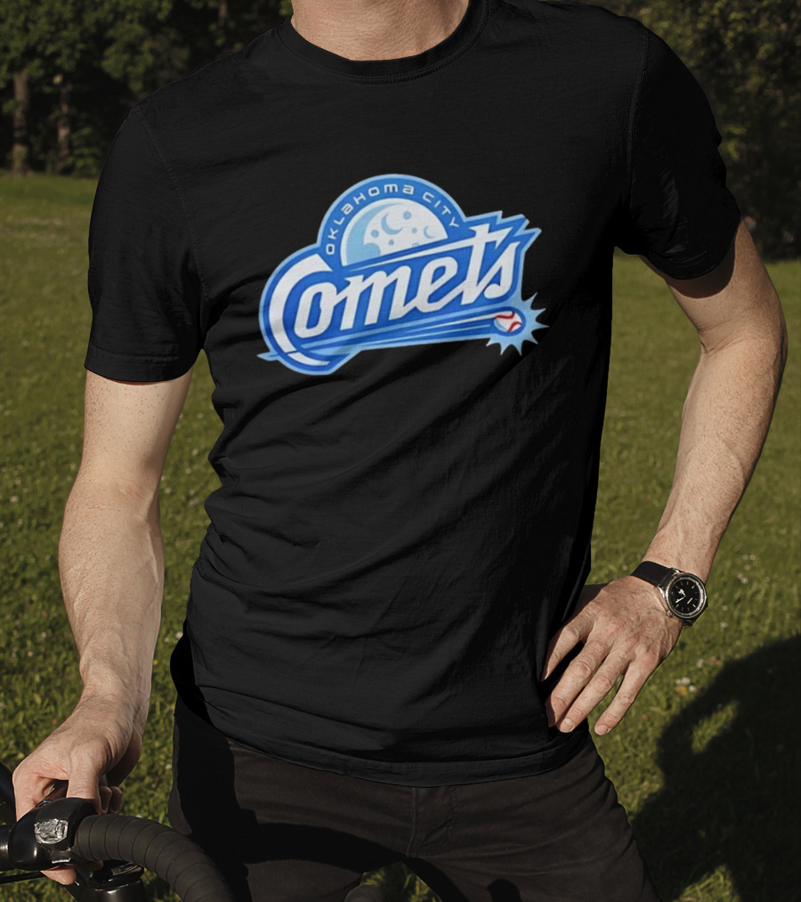 Oklahoma City Comets Baseball Team Moon And Star Baseball T-Shirt