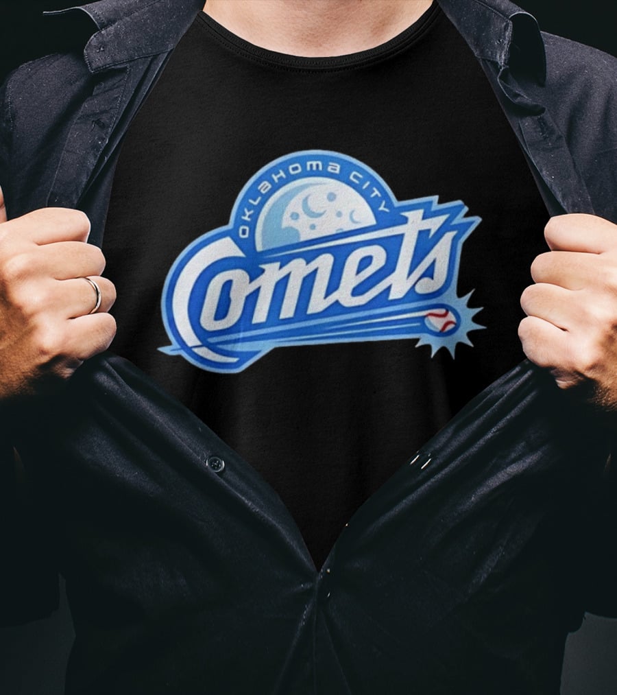 Oklahoma City Comets Baseball Team Moon And Star Baseball T-Shirt