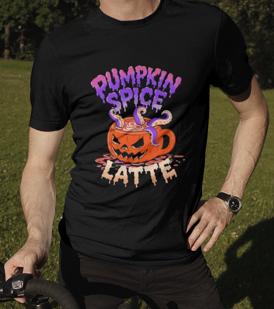 Pumpkin Spice Latte Tentacles Halloween Jack O' Lantern T-Shirt