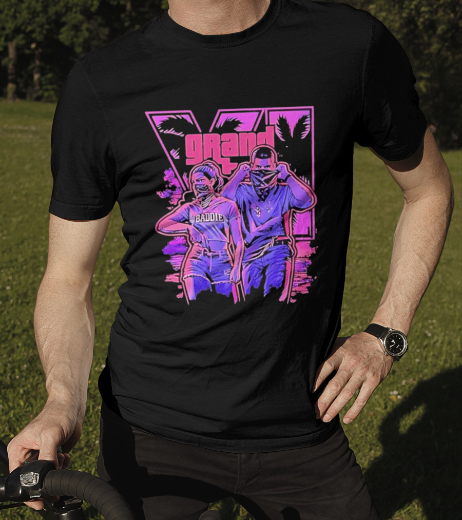 Grand Baddie Couple Neon Vibes Streetwear T-Shirt