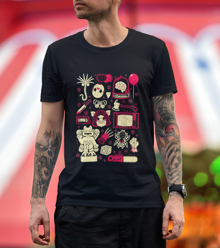 Horror Movie Slasher Mask Chainsaw Creepy Halloween T-Shirt