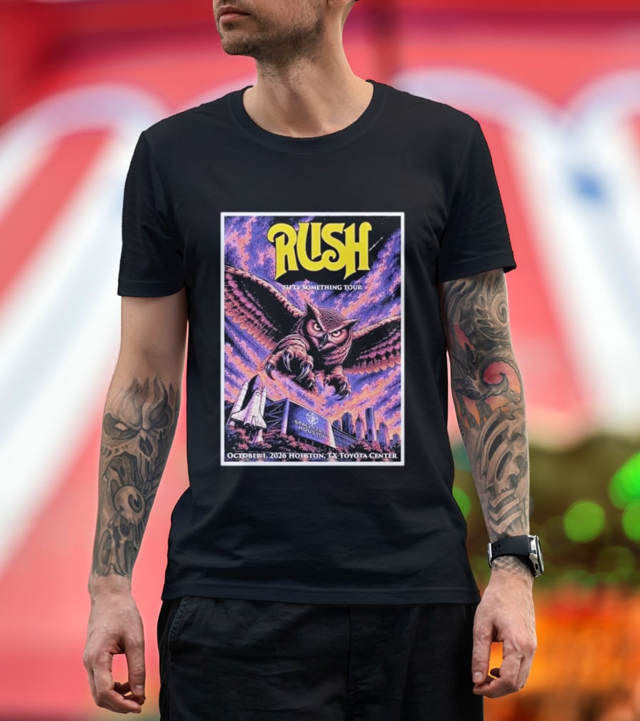 Rush Fifty Something Tour October 1 2026 Houston TX Toyota Center Owl T-Shirt