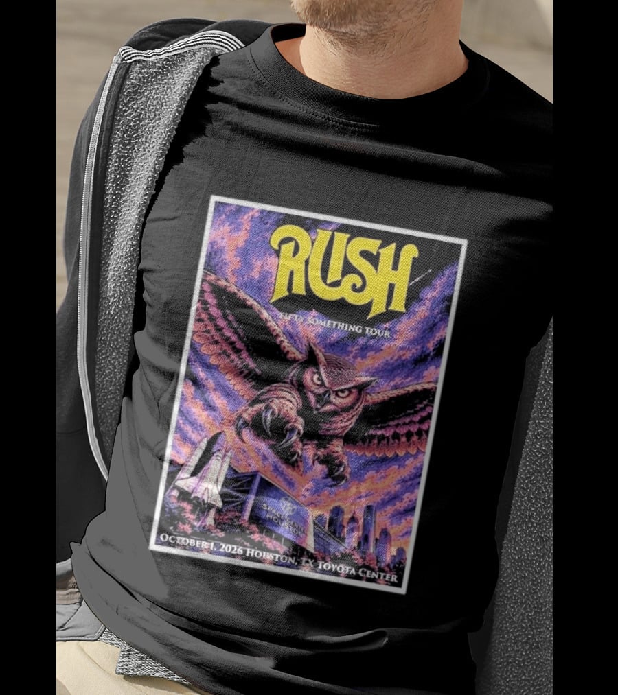 Rush Fifty Something Tour October 1 2026 Houston TX Toyota Center Owl T-Shirt