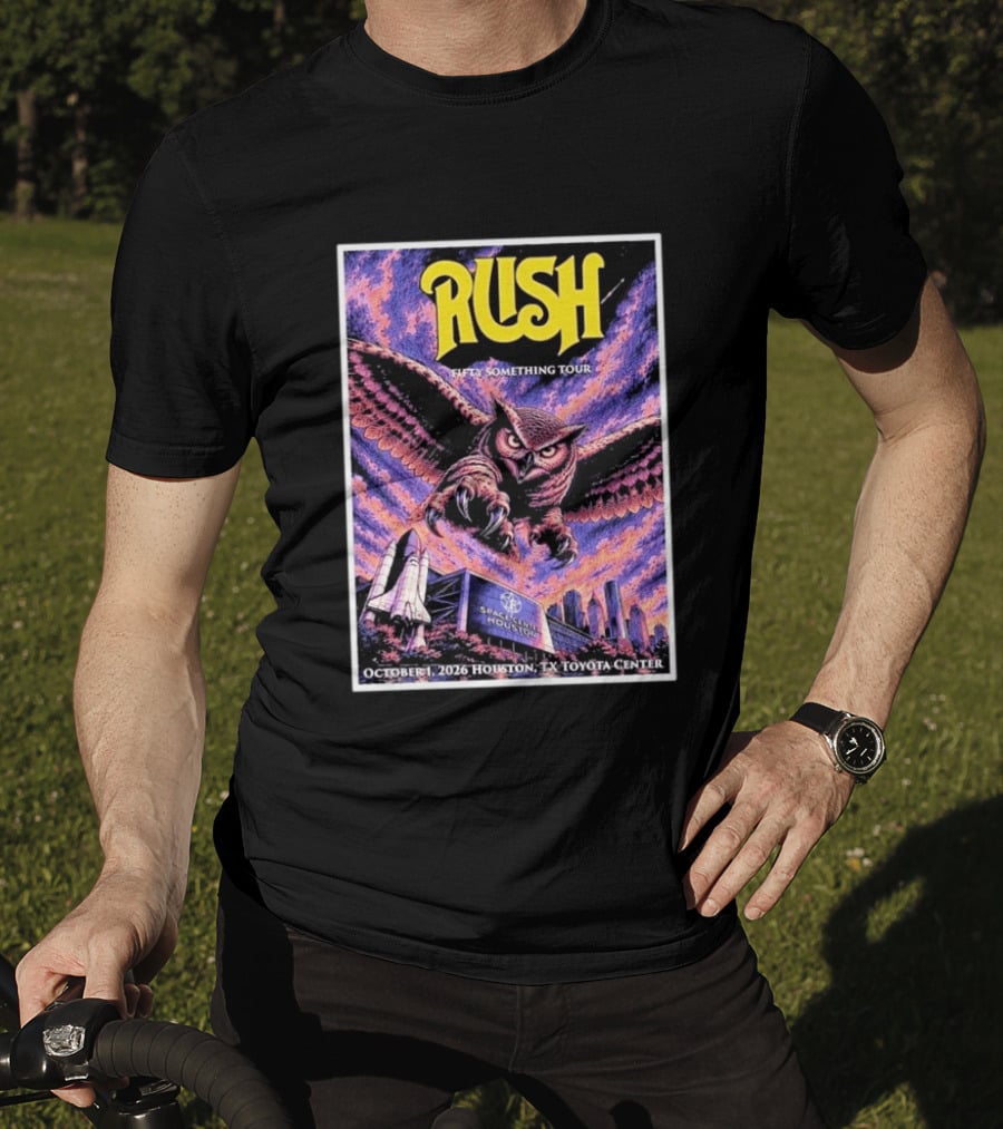 Rush Fifty Something Tour October 1 2026 Houston TX Toyota Center Owl T-Shirt