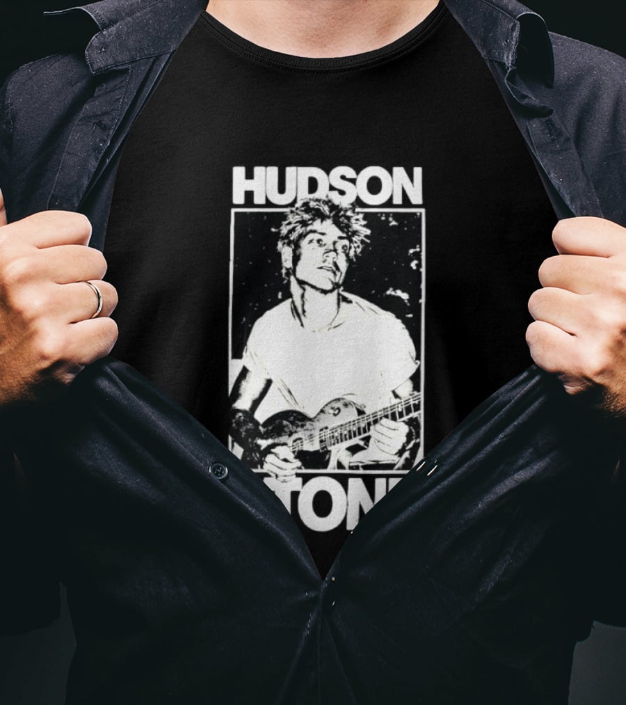Hudson Stone Distressed Musician Black And White Image T-Shirt