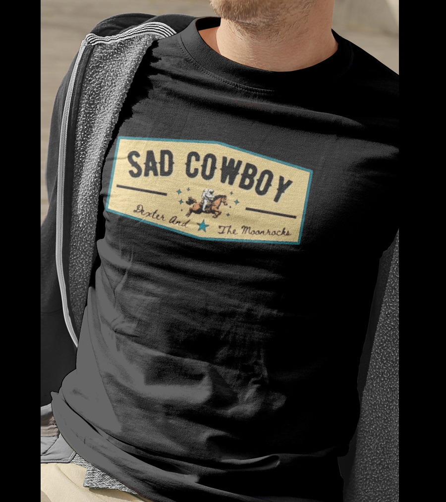 Sad Cowboy Dexter And The Moonrocks Vintage Country Rock Astronaut Horse Riding T-Shirt