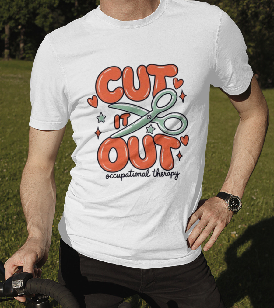 Cut It Out Occupational Therapy Scissors Art Hearts T-Shirt