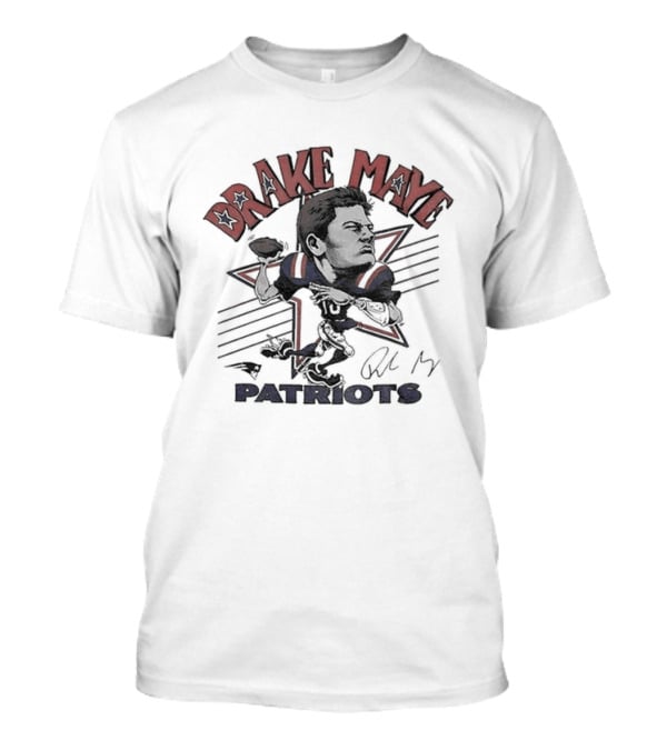 Drake Maye Patriots Caricature Player Football T-Shirt