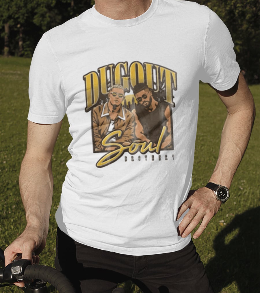 Dugout Soul Brothers Two Men Wearing Sunglasses City Skyline T-Shirt