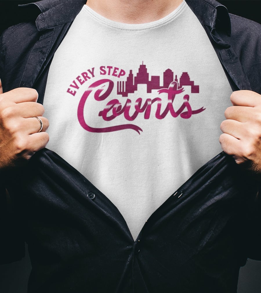 Every Step Counts City Skyline Motivational T-Shirt