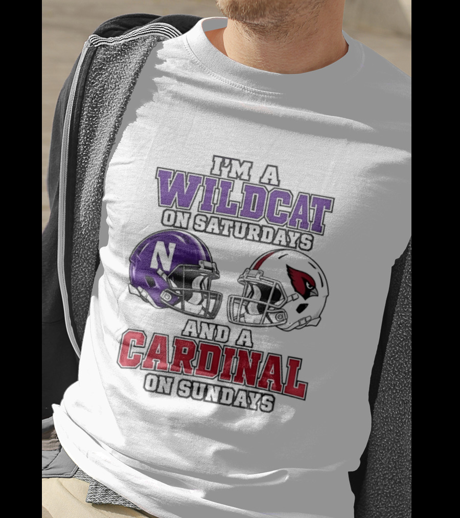 I'm A Wildcat On Saturdays And A Cardinal On Sundays Two Helmets T-Shirt