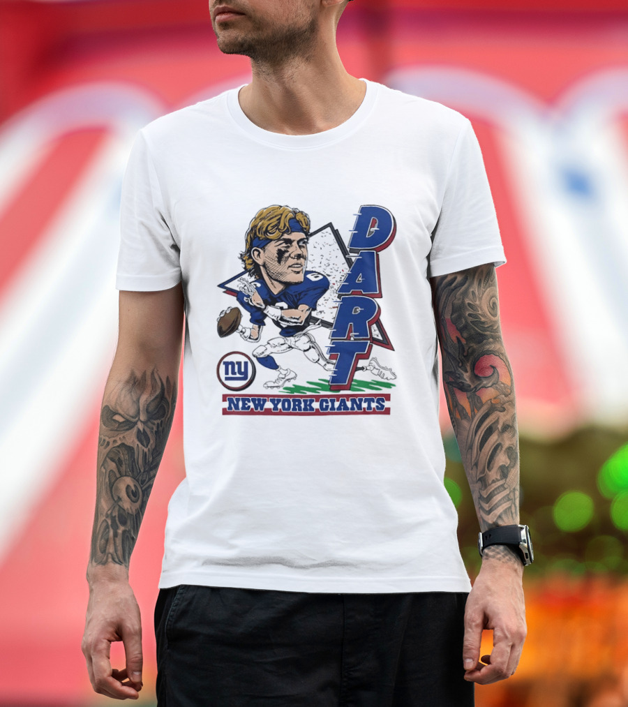 Jaxson Dart New York Giants Quarterback Caricature NFL Football T-Shirt