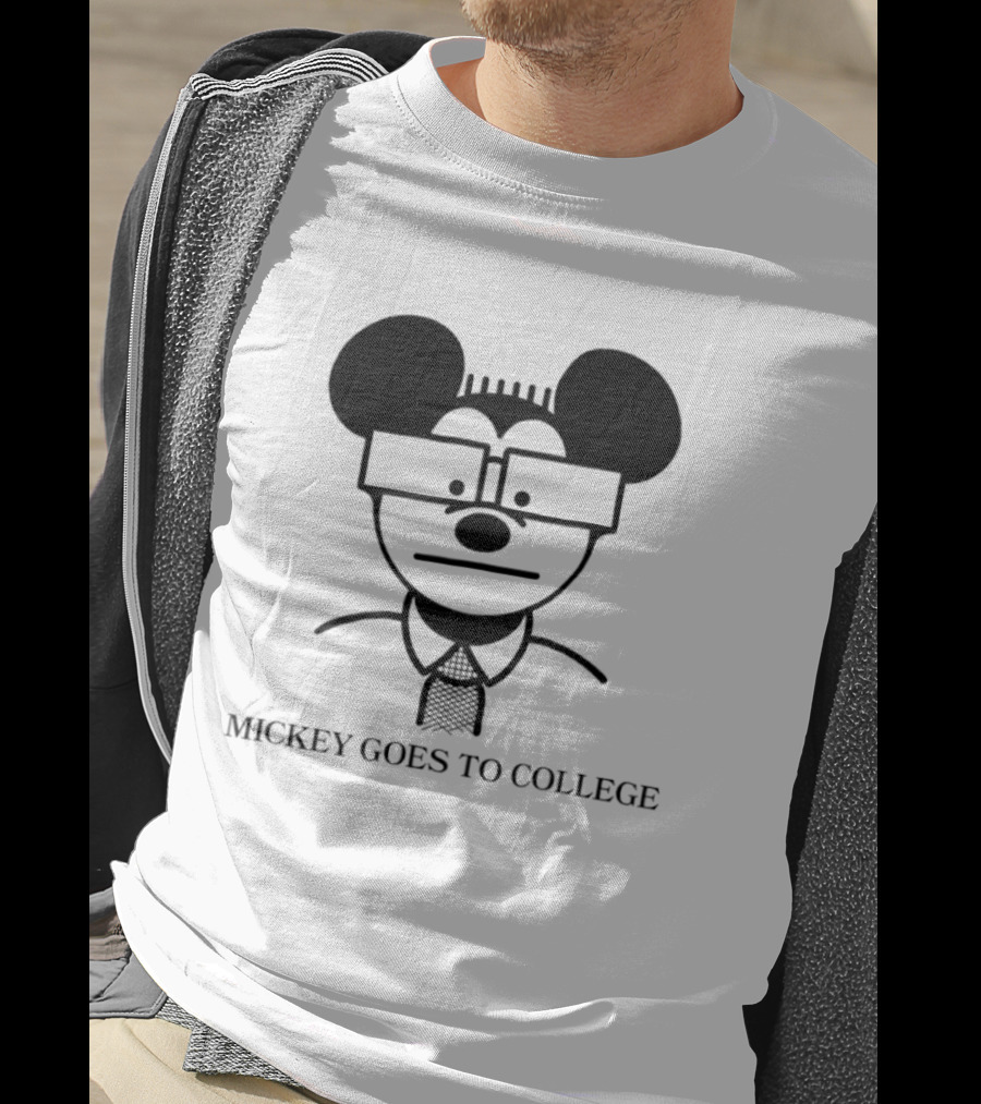Mickey Goes To College Disney Retro Nerd Glasses T-Shirt