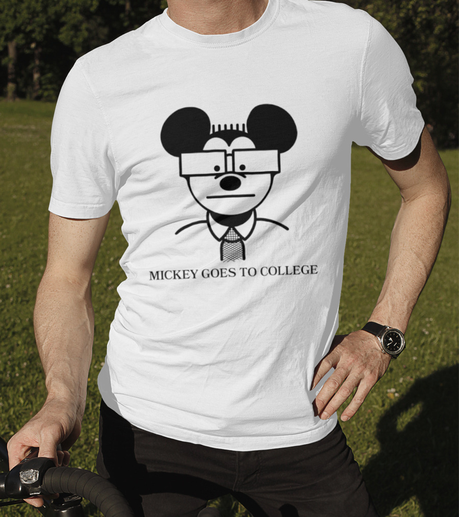 Mickey Goes To College Disney Retro Nerd Glasses T-Shirt