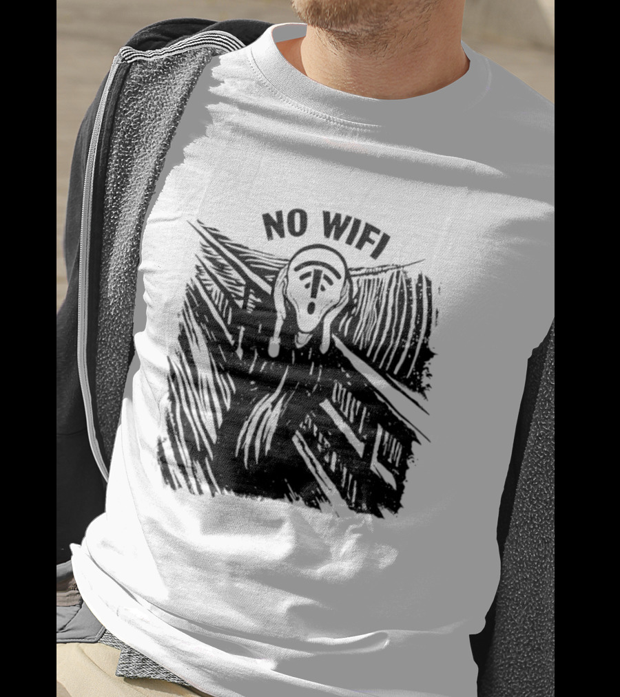 No WiFi The Scream Edvard Munch Network Signal T-Shirt