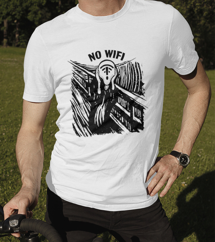 No WiFi The Scream Edvard Munch Network Signal T-Shirt