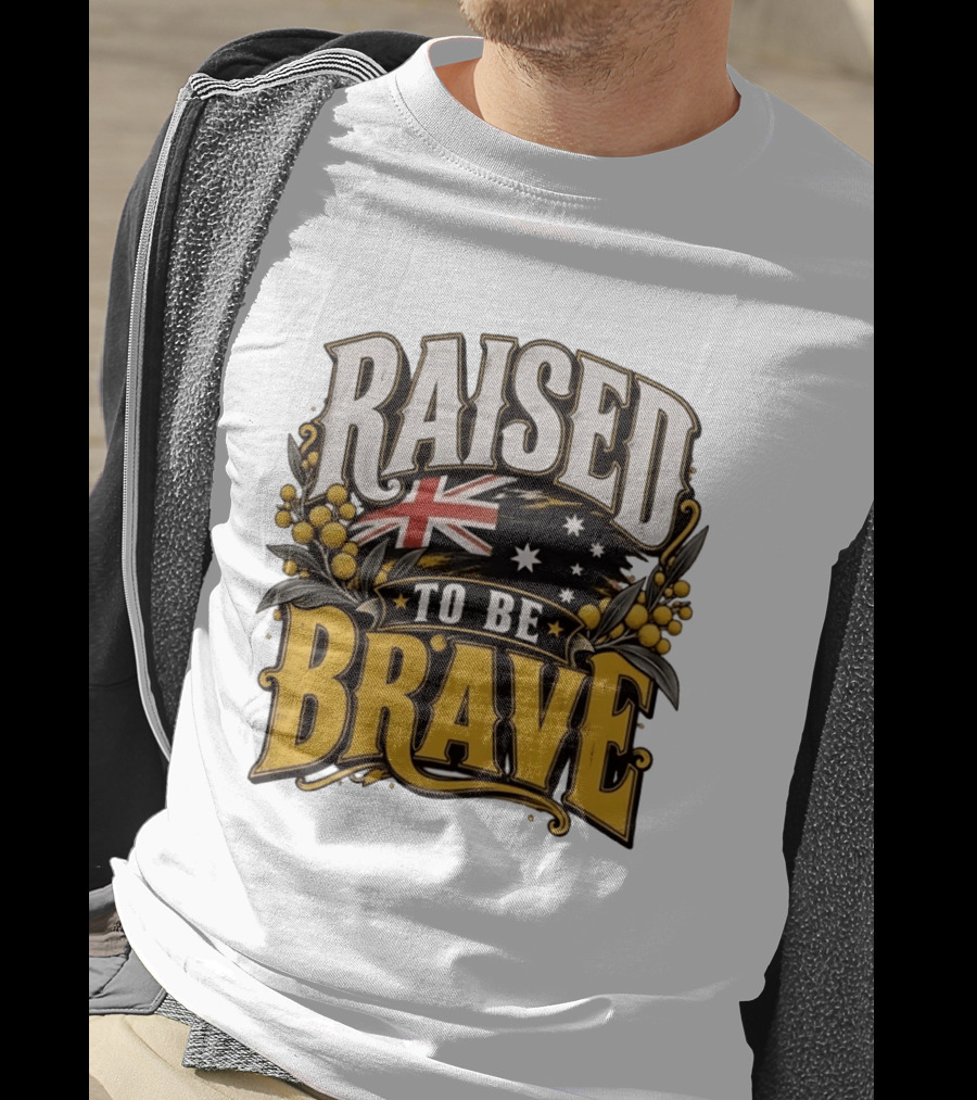 Raised To Be Brave Australian Flag With National Pride And Floral T-Shirt